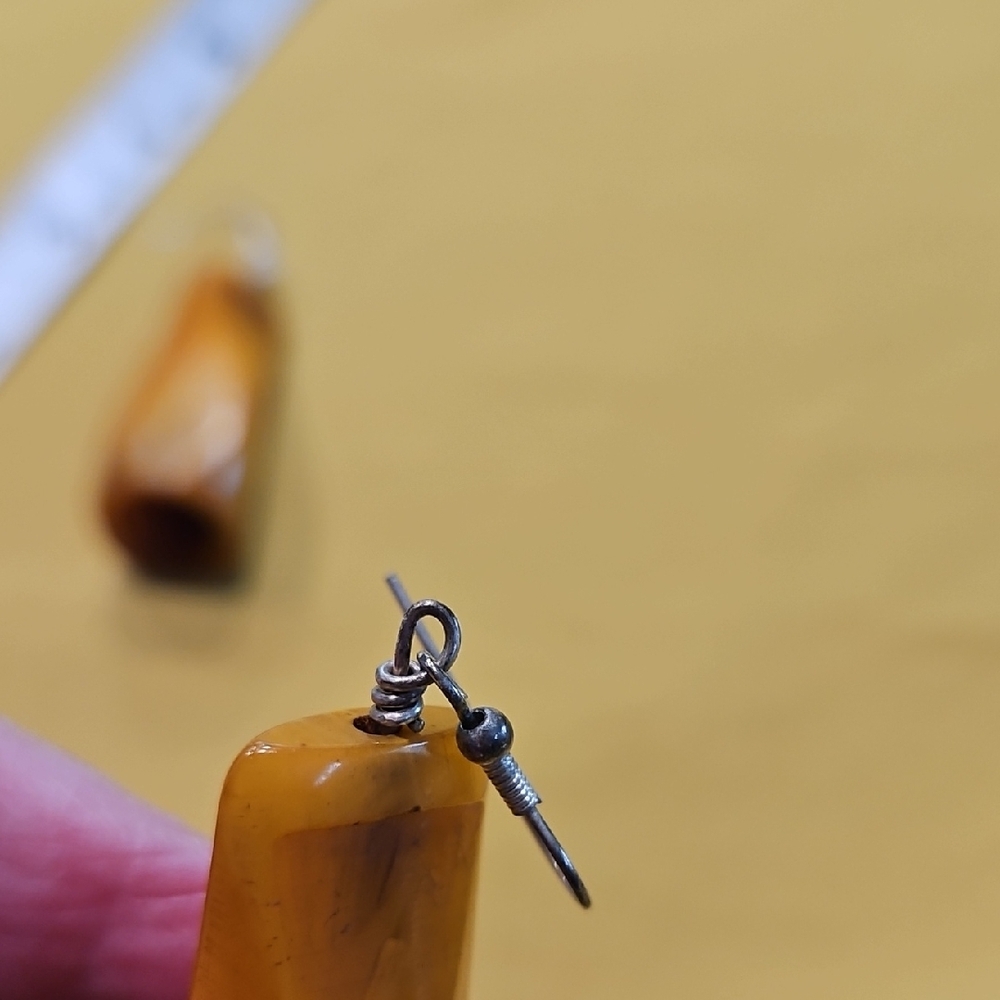 Art Deco Style Earrings Made From Vintage Bakelite Cigar / Cigarette Holders - Picture 5 of 6